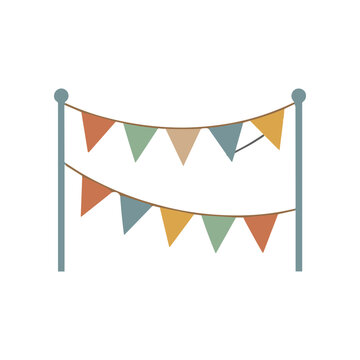 Colorful triangular pennant banner decoration.