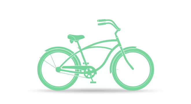 Green bicycle with curved handlebars.