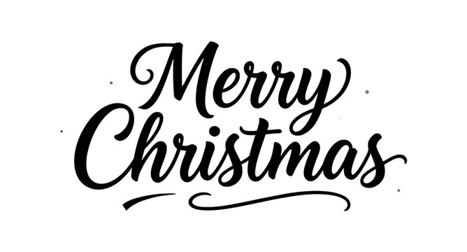 holiday greeting "Merry Christmas" rendered in an elegant black script against a solid white background