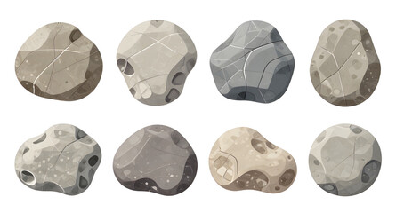 stones, rocks, cartoon, boulders, nature, geology, terrain, pebbles, fantasy, gameasset, outdoor, cliff, mineral, rugged, vector, illustration, isolated © zpixel