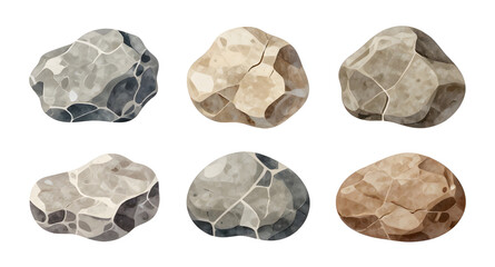 stones, rocks, cartoon, boulders, nature, geology, terrain, pebbles, fantasy, gameasset, outdoor, cliff, mineral, rugged, vector, illustration, isolated © zpixel