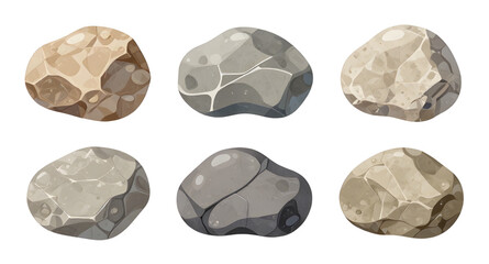 cartoon, rocks, stones, boulders, nature, geology, terrain, pebbles, fantasy, gameasset, outdoor, cliff, mineral, rugged, vector, illustration, isolated © zpixel