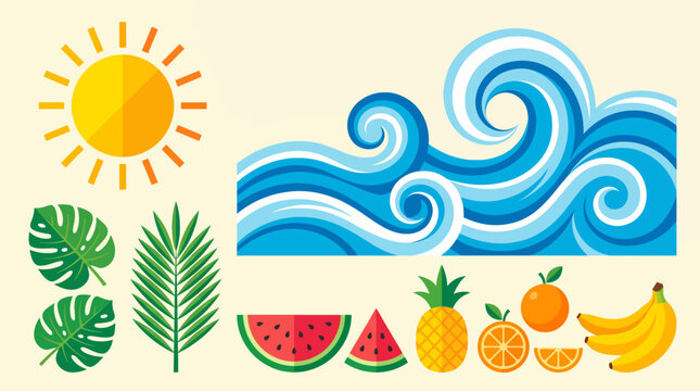 Summer Vacation Tropical Elements Illustration