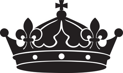 Black royal crown with fleur de lis and cross, vector illustration © Rezaulkarim