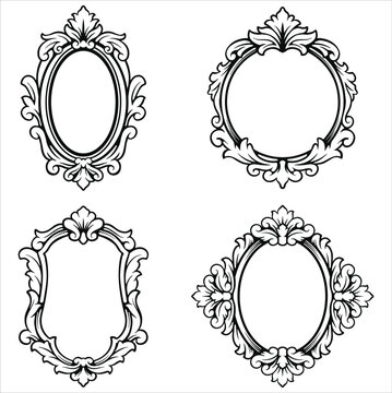 Beautiful vintage ornate frames set featuring elegant scrollwork and decorative borders, perfect for sophisticated ornament vector design and classic graphic elements
