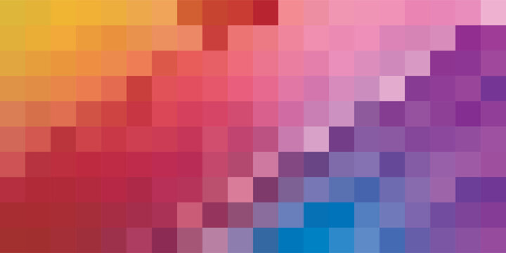 Vibrant pixelated gradient background with a spectrum of colors.