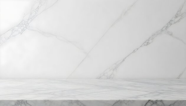 Clean white marble surface with subtle grey veining for product display
