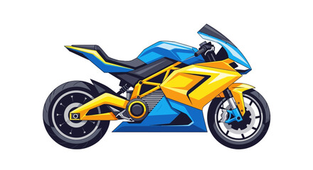 Obraz premium Blue and yellow sport motorcycle with sharp angles