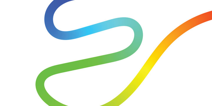 Vibrant rainbow gradient s shaped line art