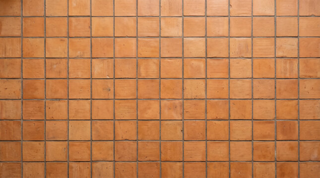 Terracotta square ceramic tiles wall texture background