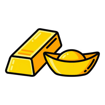 Golden ingot bar and traditional sycee for wealth and fortune