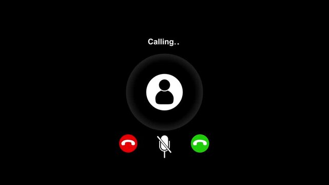 Black Screen Calling Interface with User Silhouette and Call Buttons for Phone or Communication