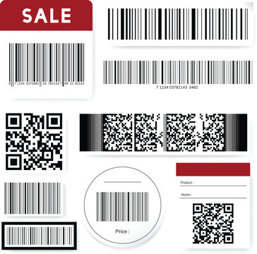 Digital scan qr codes and data labels vector