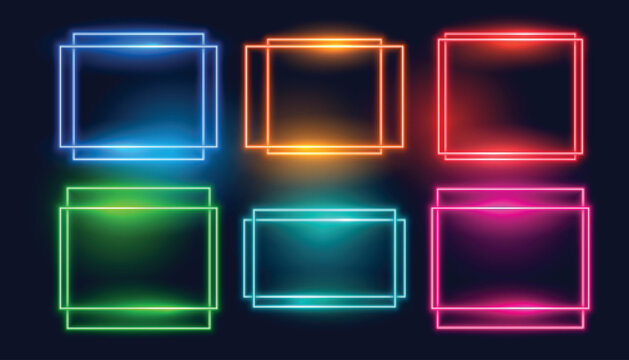 Glowing geometric diamond borders set with light vector