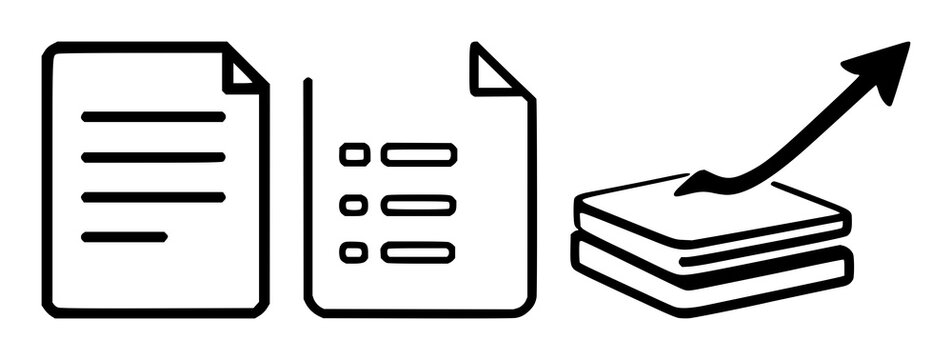 Expense report icon set with solid black graphic on white background featuring finance, accounting, document icons with illustration and vector design