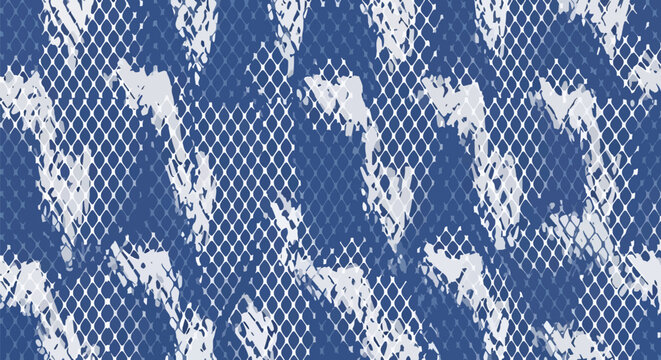 Blue and white snakeskin pattern, reptile skin texture, abstract animal print.