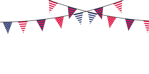 Obraz premium American Patriotic Hanging Pennant Flags Decoration Background