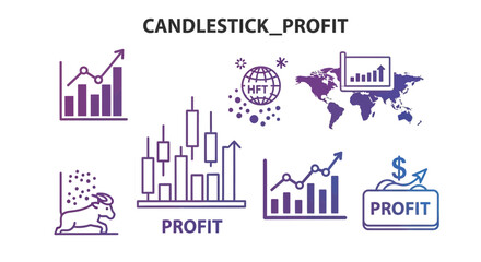 Fototapeta premium Financial charts and icons representing profit and market analysis