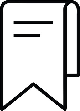 Simple black outline icon of a bookmark or tab with two lines of text marker page