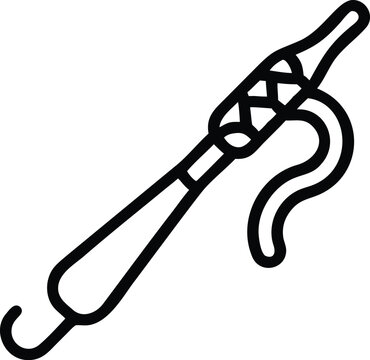Whip icon with curved tail on white background lash scourge