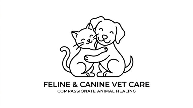 Cute dog and cat hugging in a loving embrace.