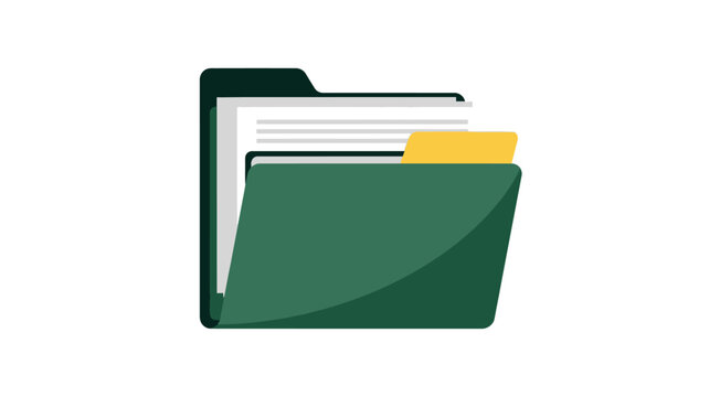 Green file folder with tax file label on transparent background