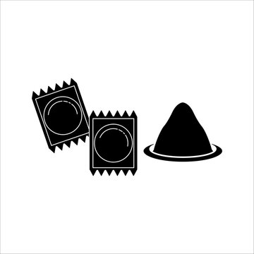 Latex condom pack silhouette icon, medical awareness and safe sex graphic EPS 10