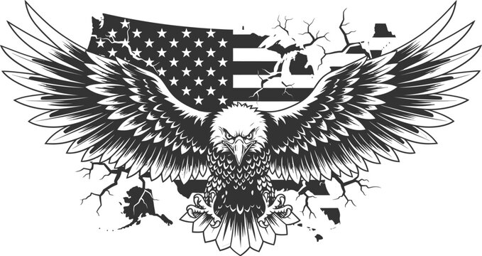 Patriotic 4th of july independence day eagle with american flag design vector illustration