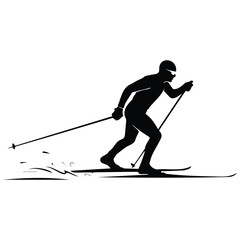 Fototapeta premium Professional cross country skier silhouette vector illustration in motion during training.