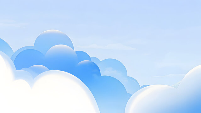Smooth blue and white cloud formations on light blue sky background