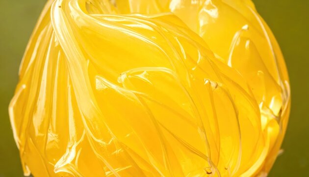 Close-up of a bright yellow, translucent gel or slime texture.
