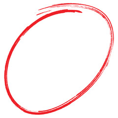 Fototapeta premium Textured red brush stroke oval frame isolated on transparent background for creative graphic design