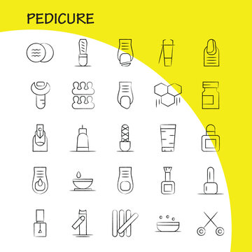 Pedicure icons set with nail care tools