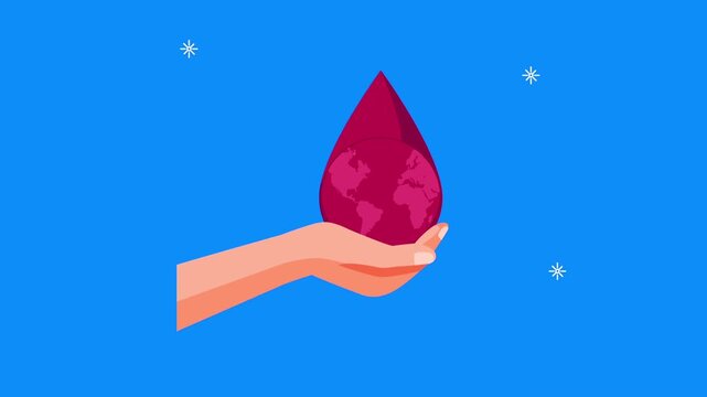 Blood donation isometric background with medical practitioners testing samples next to a giant heart.