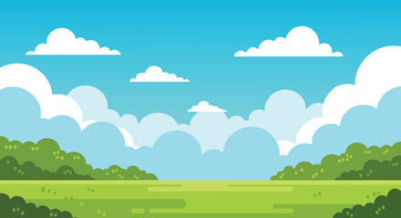 Fototapeta premium Sunny Nature Landscape Background with Clouds and Green Hills