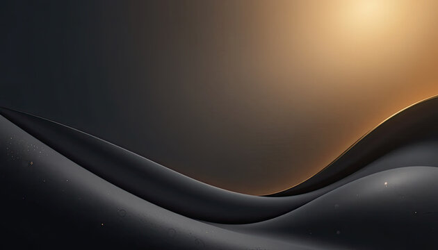 Ultra premium abstract gradient background for luxury website hero section, soft golden rim lighting over deep matte charcoal surface, smooth flowing curves, clean left side copy space, balanced color