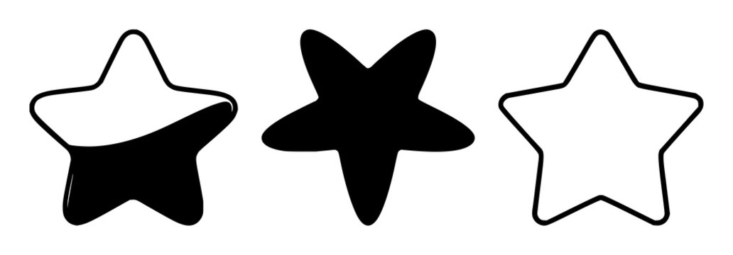 Customer feedback star icon set with solid black silhouette design featuring star, rating, review imagery with white background and graphic vector