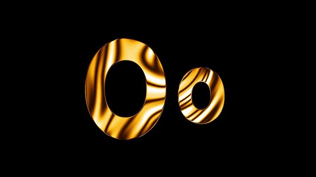 Capital letter O with small o text design with golden glass shine curve lines animation
