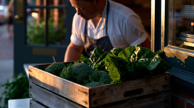 A neighborhood restaurant's entire specials board changes weekly based on a single local farmer's harvest, the chef writing new dishes in chalk as crates of broccolini and rainbow chard are carried 