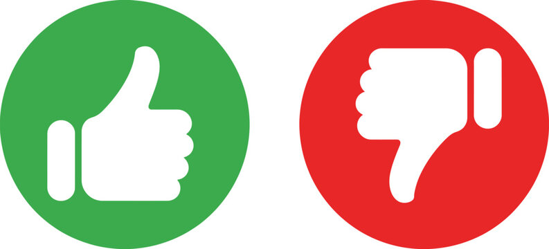 Like and dislike icons thumbs up thumbs down vector illustration set