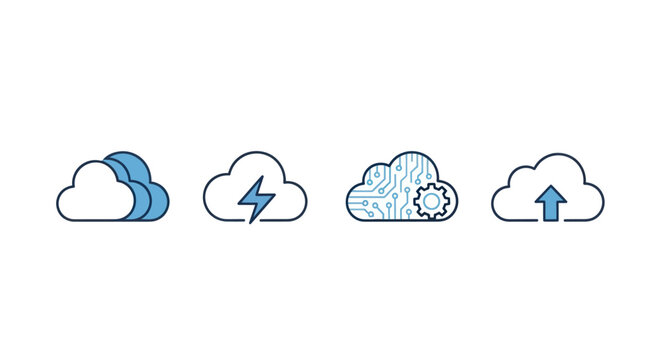 Cloud computing icons on white background