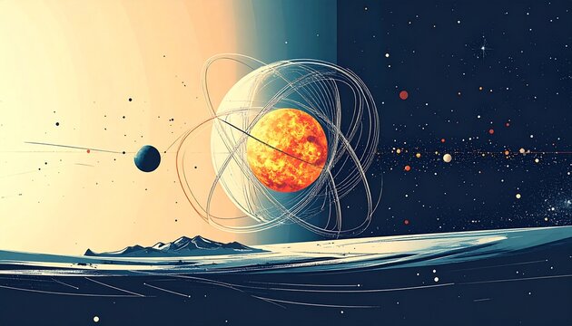 Cosmic Harmony - A Celestial Dance of Planets and Energy.