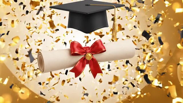 graduation cap and diploma