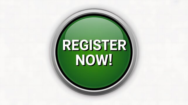 Green Register Now button, call to action, web interface, sign up icon, website element