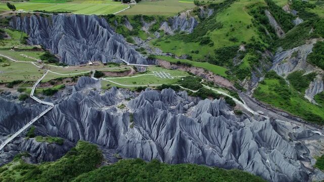 Tianliao Moon World gray badlands landscape in Kaohsiung Taiwan in Tianliao Moon World, Kaohsiung, Taiwan