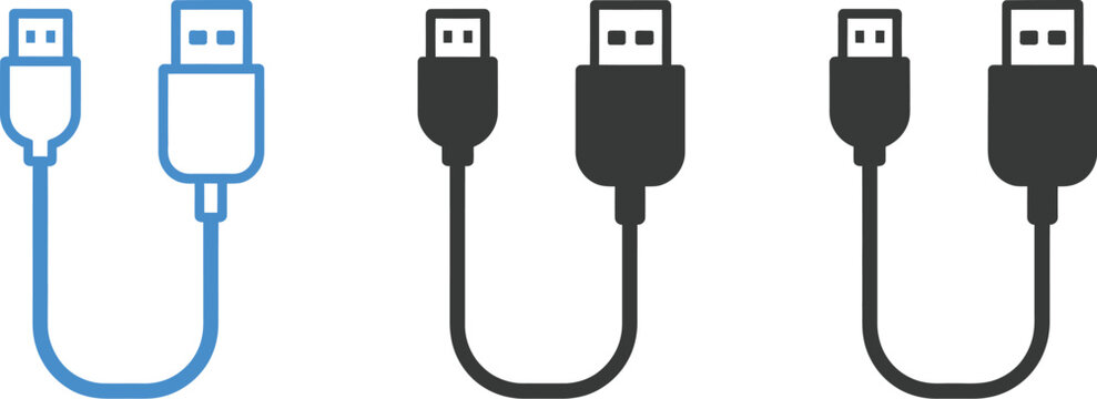 Micro USB cable icon flat vector charging and sync connector illustration