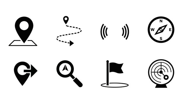 Navigation Icons Set Location Gps Compass On Transparent Background