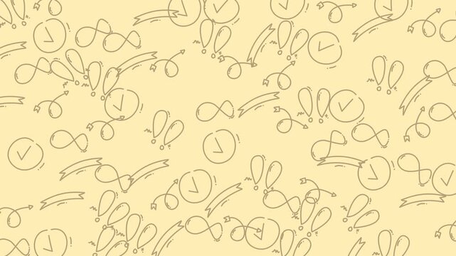 Lineart yellow sketches with arrows and symbols. Ideal for design projects needing dynamic and eyecatching patterns and elements.