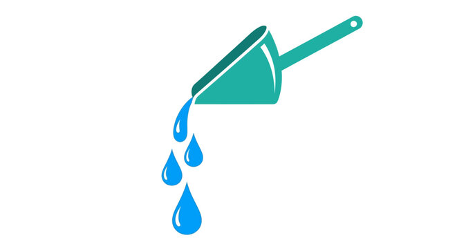 Water pouring from green funnel.