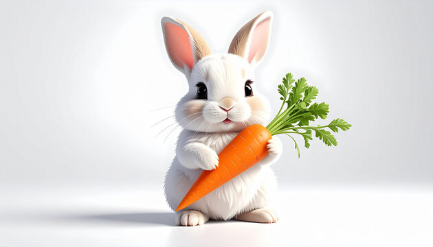 Cartoon rabbit holding carrot